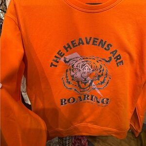 Orange Tiger Graphic Sweatshirt